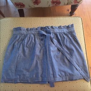 J. Crew Blue Twill Cotton Mini Skirt